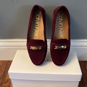 Calvin Klein Suede Loafers. Sz 7.5 Color: Dark Cranberry